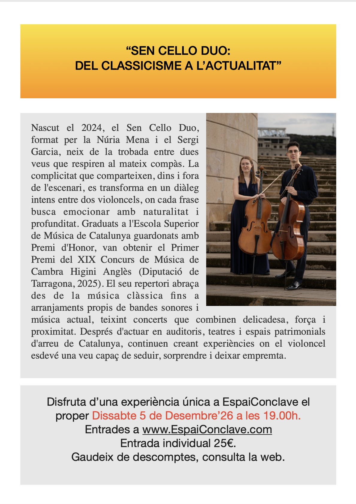 sen cello duo,poster